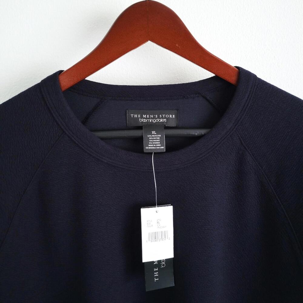 New Bloomingdale's Crewneck Sweater Textured Navy Blue XL